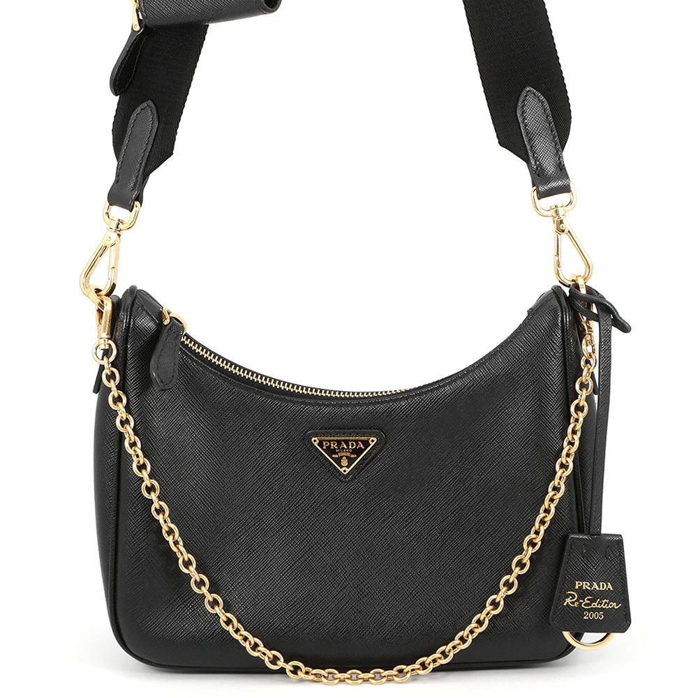 Prada Shoulder Bag Re Edition Saffiano Leather Black